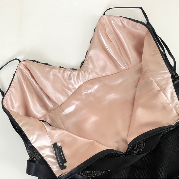 NWOT BCBG MaxAzria Black Lace and Feather Tiered Evening Dress - Picture 12 of 13